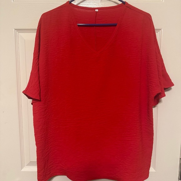 SHEIN Tops - Red V-Neck Women's Top